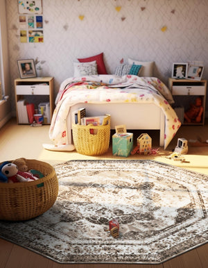 Light Brown 6' 1 x 6' 1 Sofia Octagon Area Rug Durable Easy Clean Stain Resistant Unique Carpet for Affordable Interior Home Design for Sale at Rug Engine