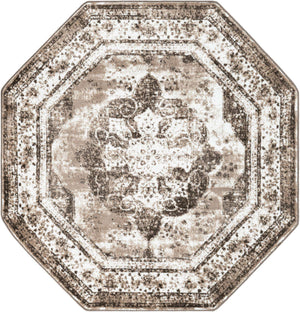 Light Brown 6' 1 x 6' 1 Sofia Octagon Area Rug Durable Easy Clean Stain Resistant Unique Carpet for Affordable Interior Home Design for Sale at Rug Engine