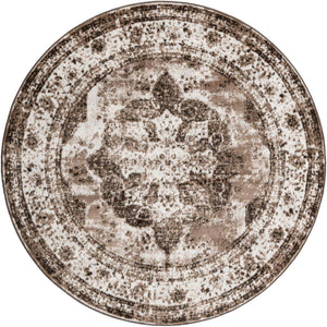 Light Brown 6' 1 x 6' 1 Sofia Round Area Rug Durable Easy Clean Stain Resistant Unique Carpet for Affordable Interior Home Design for Sale at Rug Engine