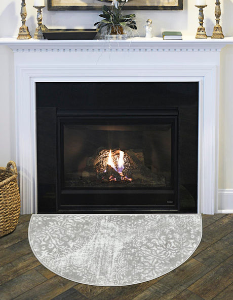 Light Gray 3' 1 x 6' 1 Sofia Semicircle Hearth Rug