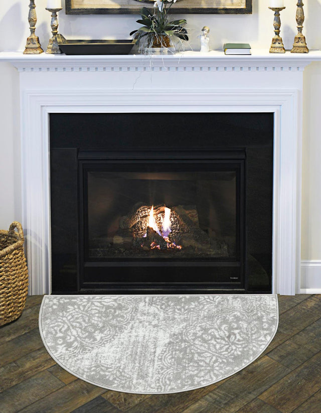 Light Gray 3' 1 x 6' 1 Sofia Semicircle Hearth Rug