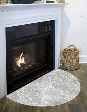 Light Gray 2' 2 x 4' Sofia Semicircle Hearth Rug