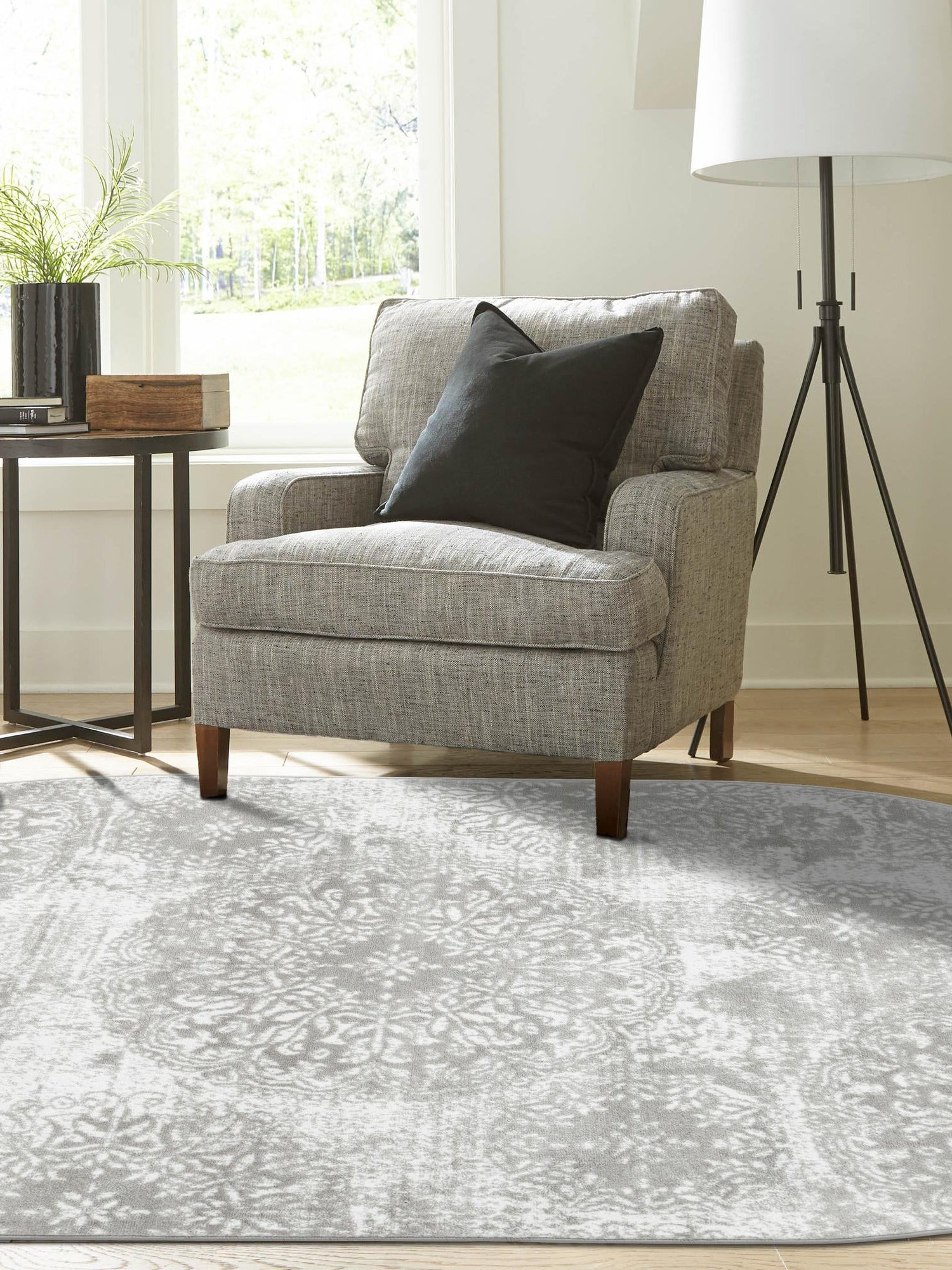 Light Gray 4' 1 x 6' 1 Sofia Oval Area Rug Durable Easy Clean Stain Resistant Unique Carpet for Affordable Interior Home Design for Sale at Rug Engine