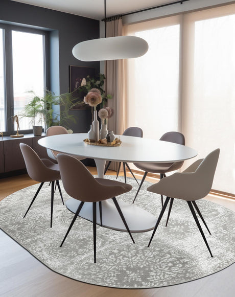 Light Gray 7' 10 x 10' Sofia Oval Area Rug Durable Easy Clean Stain Resistant Unique Carpet for Affordable Interior Home Design for Sale at Rug Engine