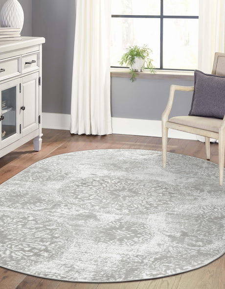 Light Gray 2' x 3' 1 Sofia Oval Area Rug Durable Easy Clean Stain Resistant Unique Carpet for Affordable Interior Home Design for Sale at Rug Engine