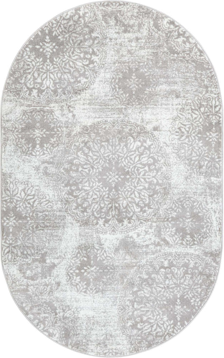 Light Gray 5' 3 x 8' Sofia Oval Rug