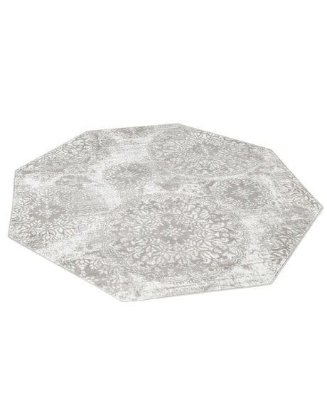 Light Gray 6' 1 x 6' 1 Sofia Octagon Area Rug Durable Easy Clean Stain Resistant Unique Carpet for Affordable Interior Home Design for Sale at Rug Engine