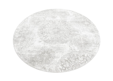 Light Gray 6' 1 x 6' 1 Sofia Round Area Rug Durable Easy Clean Stain Resistant Unique Carpet for Affordable Interior Home Design for Sale at Rug Engine