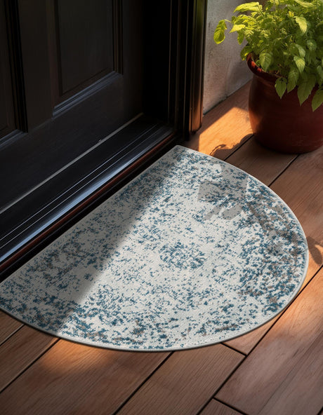 Light Blue 2' 2 x 3' 7 Sofia Hearth Half-Round Semicircle Area Rug Durable Easy Clean Stain Resistant Unique Carpet for Affordable Interior Home Design for Sale at Rug Engine
