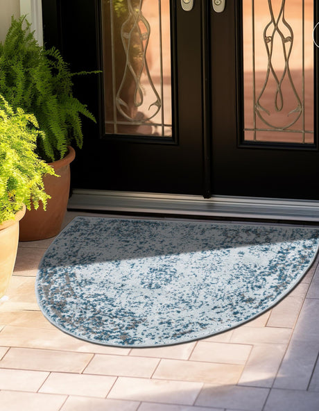 Light Blue 2' 2 x 3' 7 Sofia Hearth Half-Round Semicircle Area Rug Durable Easy Clean Stain Resistant Unique Carpet for Affordable Interior Home Design for Sale at Rug Engine