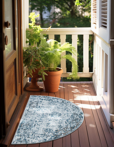 Light Blue 2' 2 x 3' 7 Sofia Hearth Half-Round Semicircle Area Rug Durable Easy Clean Stain Resistant Unique Carpet for Affordable Interior Home Design for Sale at Rug Engine