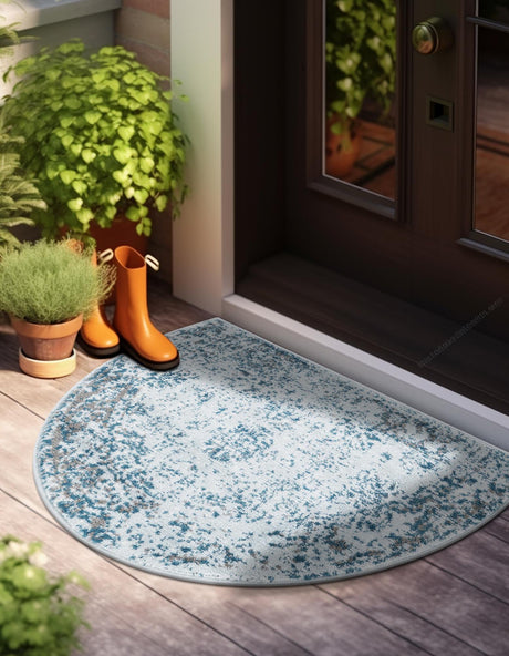 Light Blue 2' 2 x 3' 7 Sofia Hearth Half-Round Semicircle Area Rug Durable Easy Clean Stain Resistant Unique Carpet for Affordable Interior Home Design for Sale at Rug Engine
