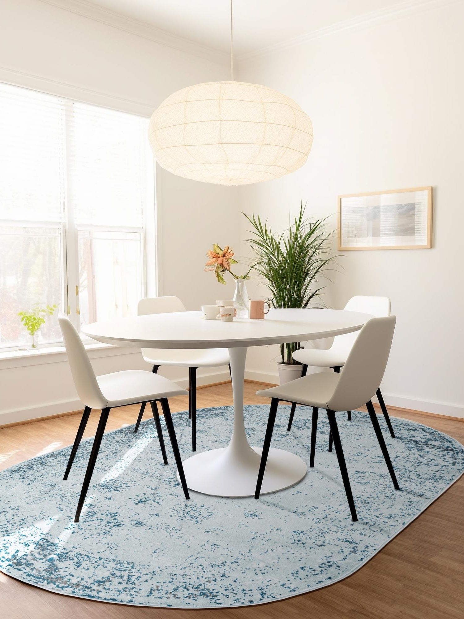 Light Blue 7' 10 x 10' Sofia Oval Area Rug Durable Easy Clean Stain Resistant Unique Carpet for Affordable Interior Home Design for Sale at Rug Engine