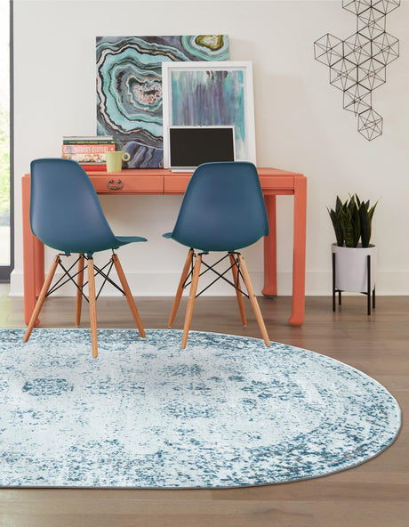 Light Blue 2' x 3' 1 Sofia Oval Area Rug Durable Easy Clean Stain Resistant Unique Carpet for Affordable Interior Home Design for Sale at Rug Engine