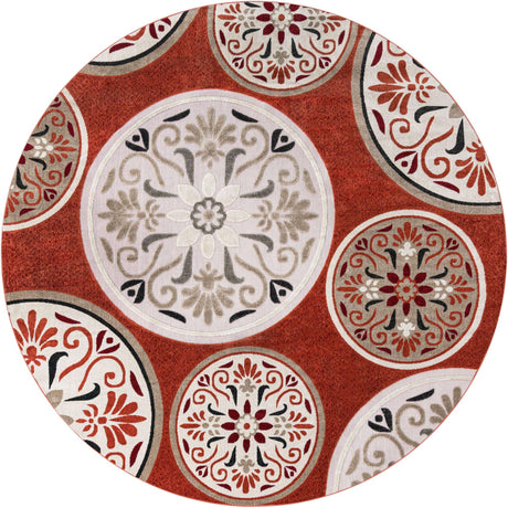 Terracotta 10' x 10' Outdoor Modern Round Rug