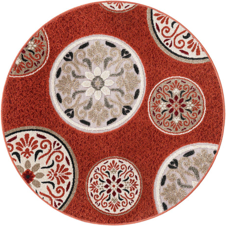 Terracotta 4' 1 x 4' 1 Outdoor Modern Round Rug