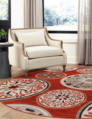 Terracotta 6' 1 x 6' 1 Outdoor Modern Round Rug