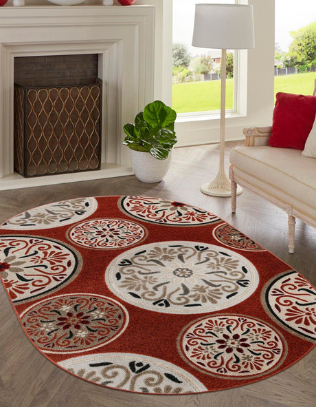 Terracotta 8' x 10' Outdoor Modern Oval Rug