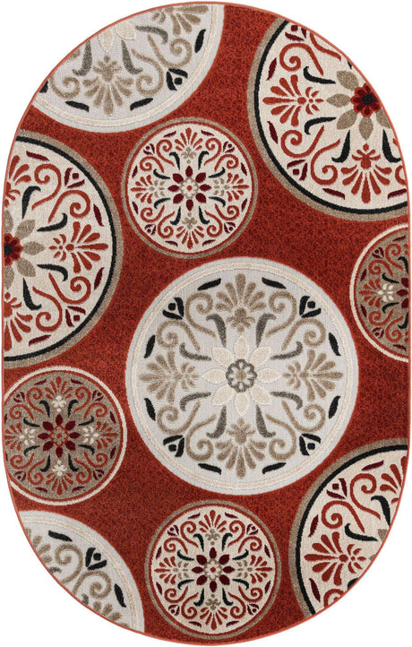 Terracotta 5' 3 x 8' Outdoor Modern Oval Rug