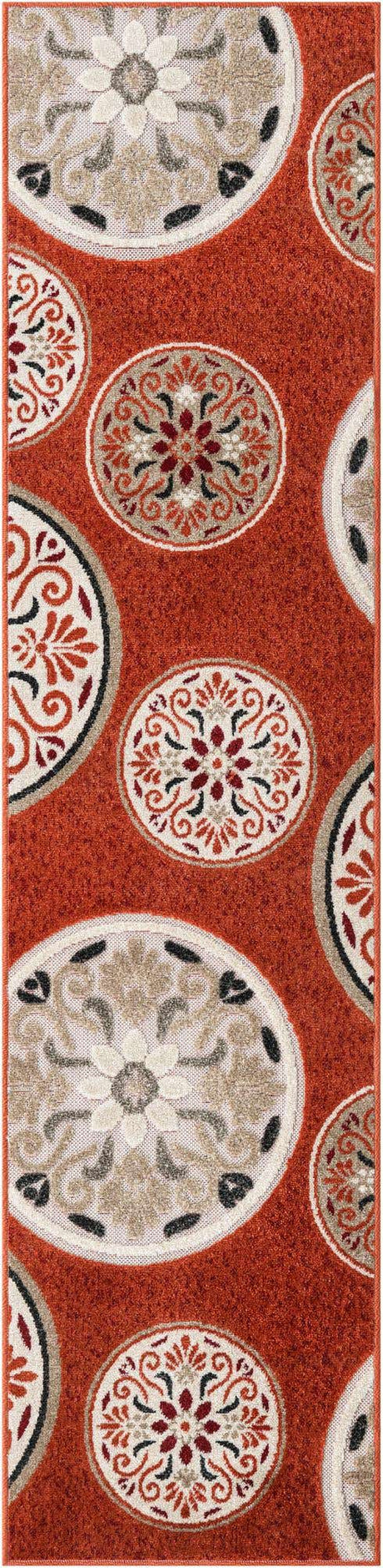 Terracotta 2' x 8' Outdoor Modern Runner Rug