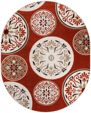Terracotta 8' x 10' Outdoor Modern Oval Rug