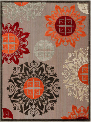 Brown 10' x 13' 1 Outdoor Modern Rectangle Rug