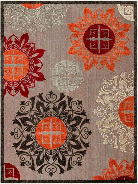 Brown 10' x 13' 1 Outdoor Modern Rectangle Rug