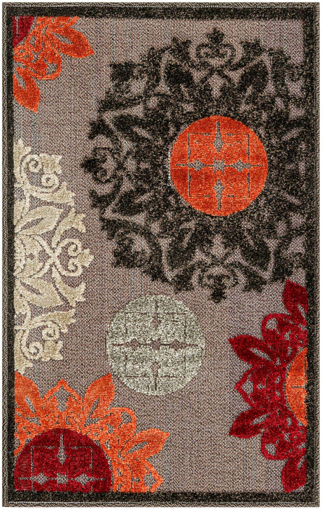 Brown 2' x 3' 1 Outdoor Modern Rectangle Rug
