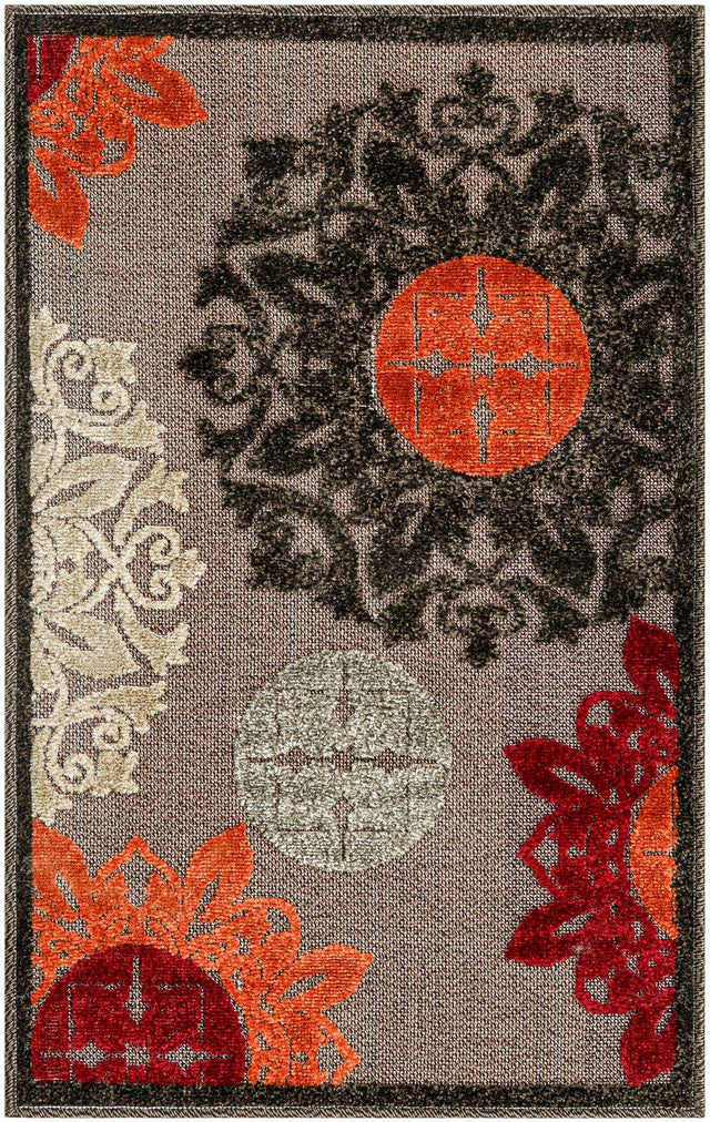 Brown 2' x 3' 1 Outdoor Modern Rectangle Area Rug Weather Resistant for Patio, Deck, Terrace, Balcony, Porch