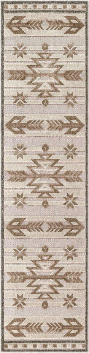 Beige 3' x 10' Outdoor Modern Runner Rug