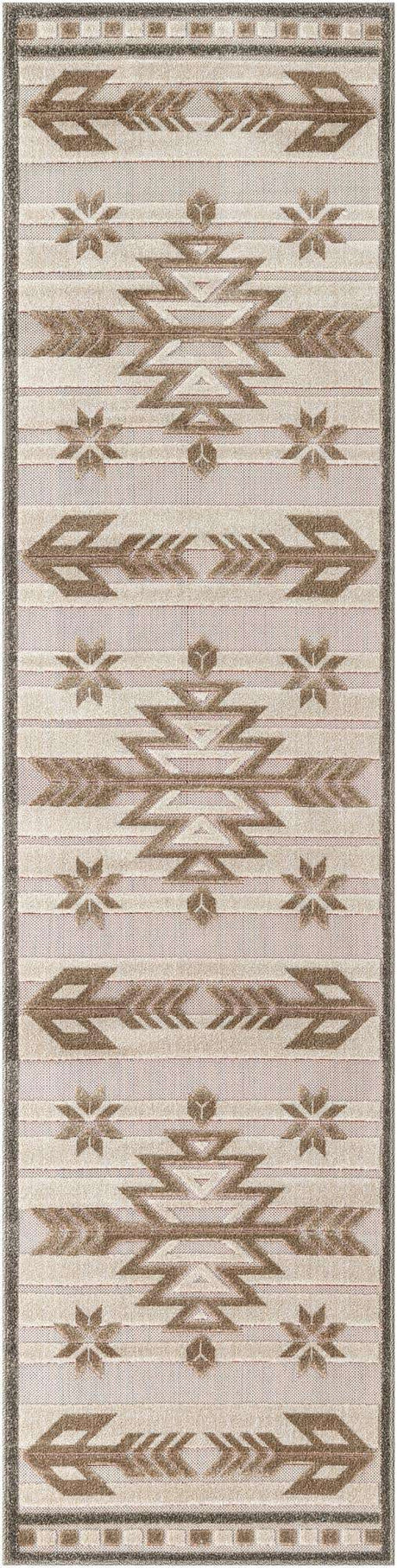 Beige 3' x 10' Outdoor Modern Runner Rug