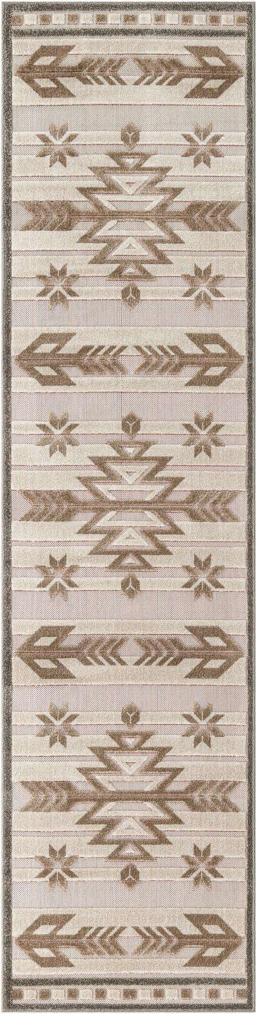 Beige 3' x 10' Outdoor Modern Runner Rug