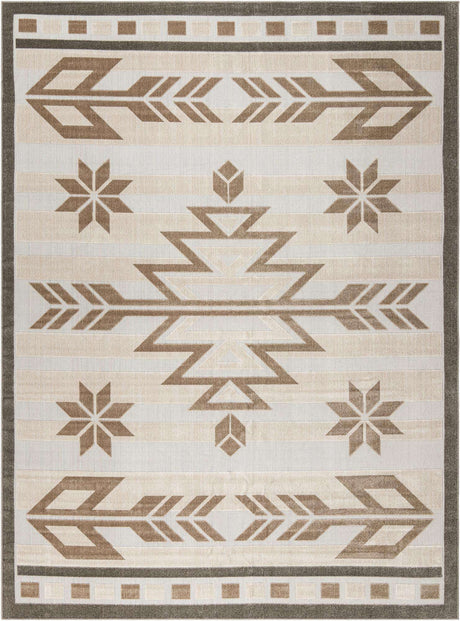Beige 10' x 13' 1 Outdoor Modern Rectangle Rug
