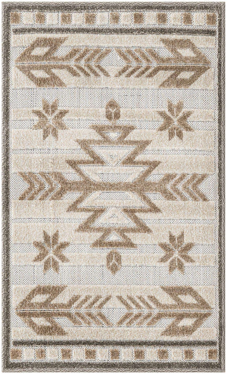 Beige 2' x 3' 1 Outdoor Modern Rectangle Rug