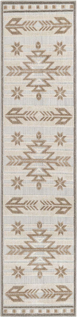 Beige 2' x 8' Outdoor Modern Runner Rug