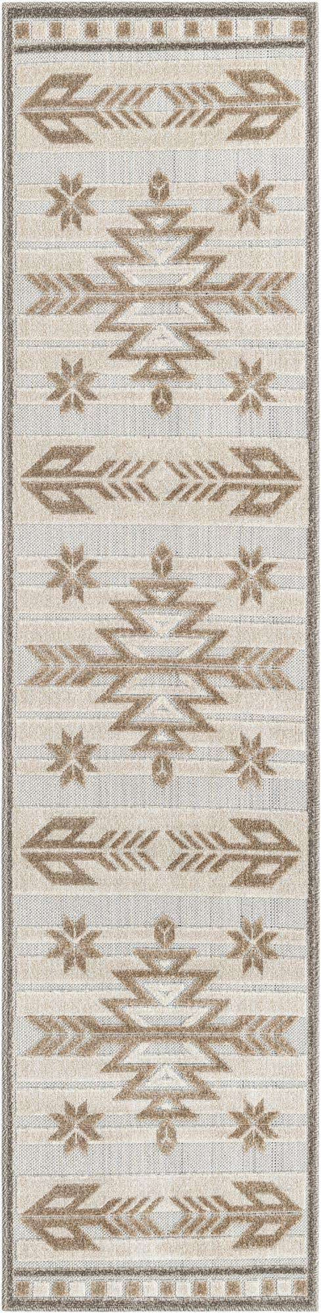 Beige 2' x 8' Outdoor Modern Runner Rug