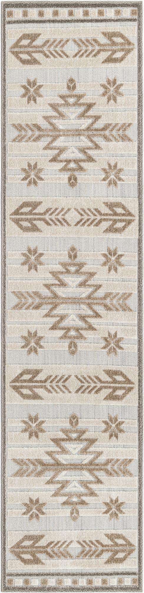 Beige 2' x 8' Outdoor Modern Runner Rug