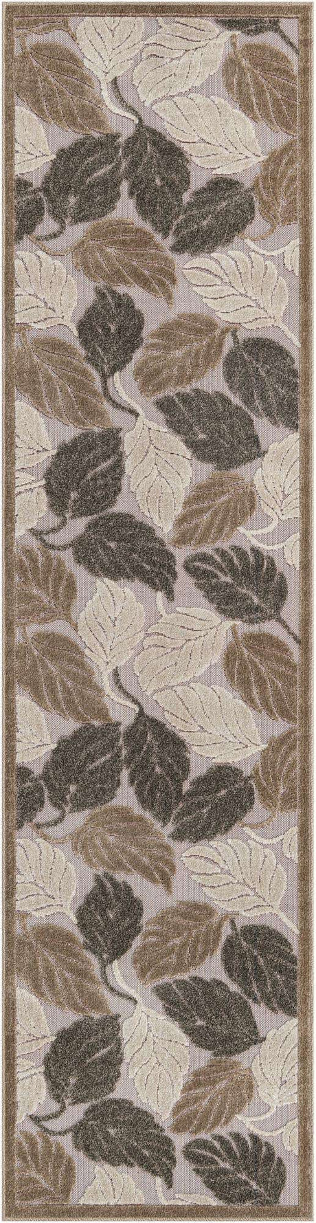Beige 3' x 10' Outdoor Botanical Runner Rug