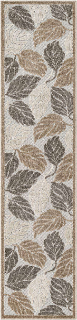Beige 2' x 8' Outdoor Botanical Runner Rug