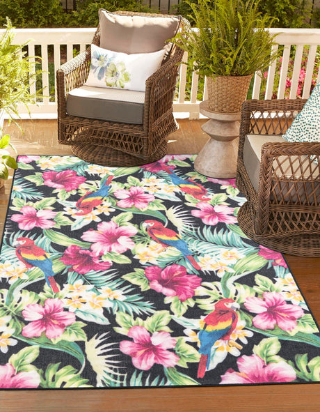 Multicolor 4' 1 x 6' 1 Jill Zarin Caribbean Outdoor Rectangle Rug