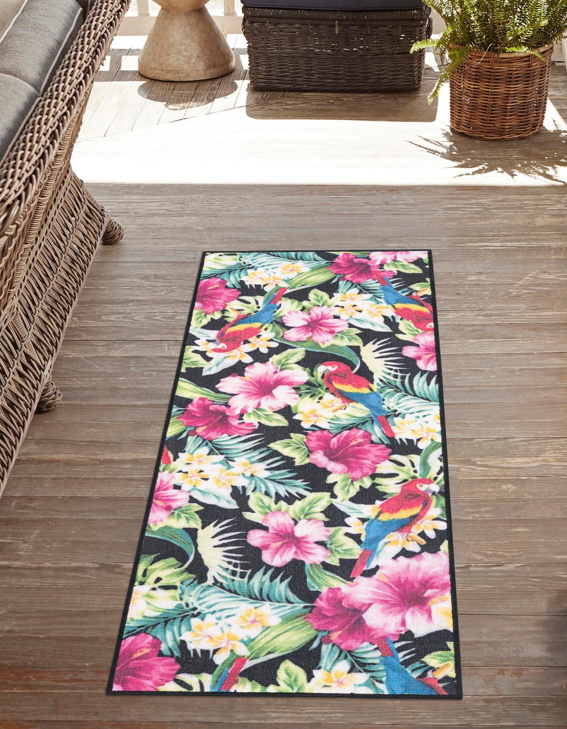 Multicolor 2' x 5' 1 Jill Zarin Caribbean Outdoor Runner Area Rug Weather Resistant for Patio, Deck, Terrace, Balcony, Porch 100% Premium Nylon Pile Coastal Carpet for Sale at Rug Engine