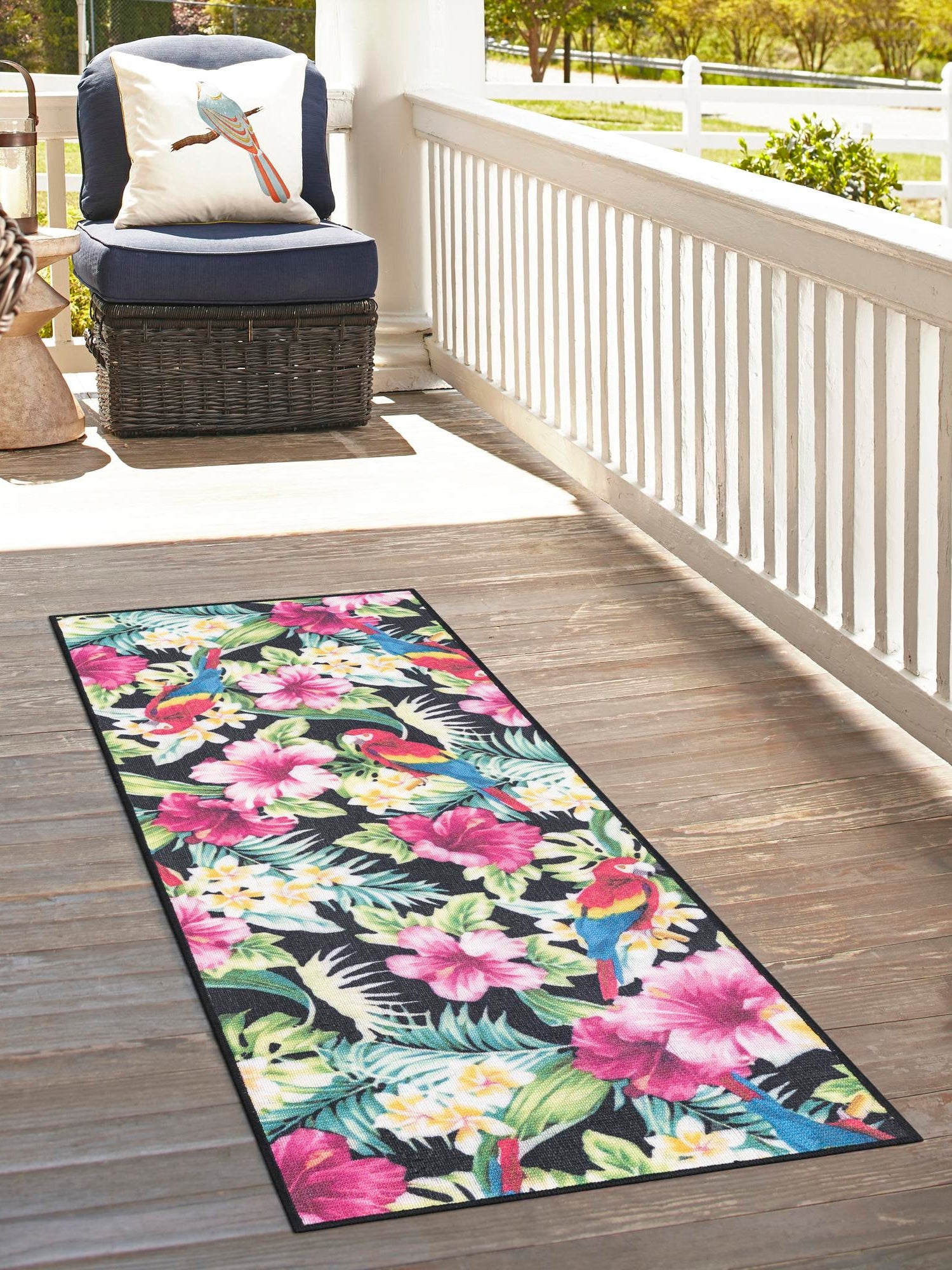 Multicolor 2' x 10' Jill Zarin Caribbean Outdoor Runner Area Rug Weather Resistant for Patio, Deck, Terrace, Balcony, Porch 100% Premium Nylon Pile Coastal Carpet for Sale at Rug Engine