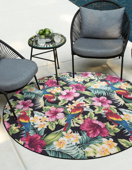 Multicolor 3' 3 x 3' 3 Jill Zarin Caribbean Outdoor Round Rug