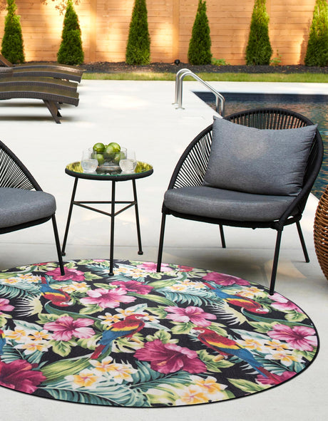 Multicolor 3' 3 x 3' 3 Jill Zarin Caribbean Outdoor Round Rug