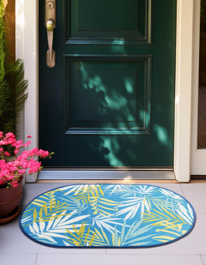 Blue 2' x 3' 1 Jill Zarin Caribbean Outdoor Oval Rug