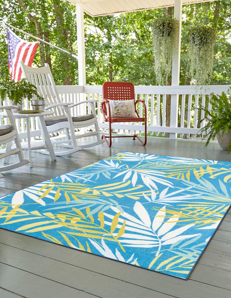 Blue 4' 1 x 6' 1 Jill Zarin Caribbean Outdoor Rectangle Rug