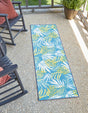 Blue 2' x 6' 1 Jill Zarin Caribbean Outdoor Runner Area Rug Weather Resistant for Patio, Deck, Terrace, Balcony, Porch 100% Premium Nylon Pile Coastal Carpet for Sale at Rug Engine