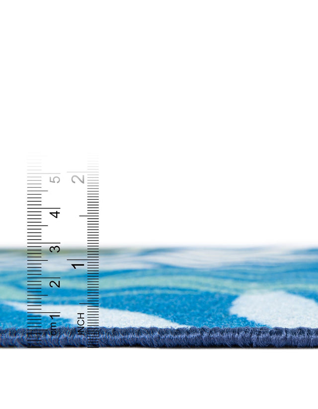 Blue 2' x 10' Jill Zarin Caribbean Outdoor Runner Area Rug Weather Resistant for Patio, Deck, Terrace, Balcony, Porch 100% Premium Nylon Pile Coastal Carpet for Sale at Rug Engine