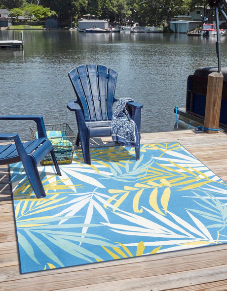 Blue 8' x 8' Jill Zarin Caribbean Outdoor Square Rug