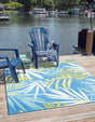 Blue 8' x 8' Jill Zarin Caribbean Outdoor Square Rug